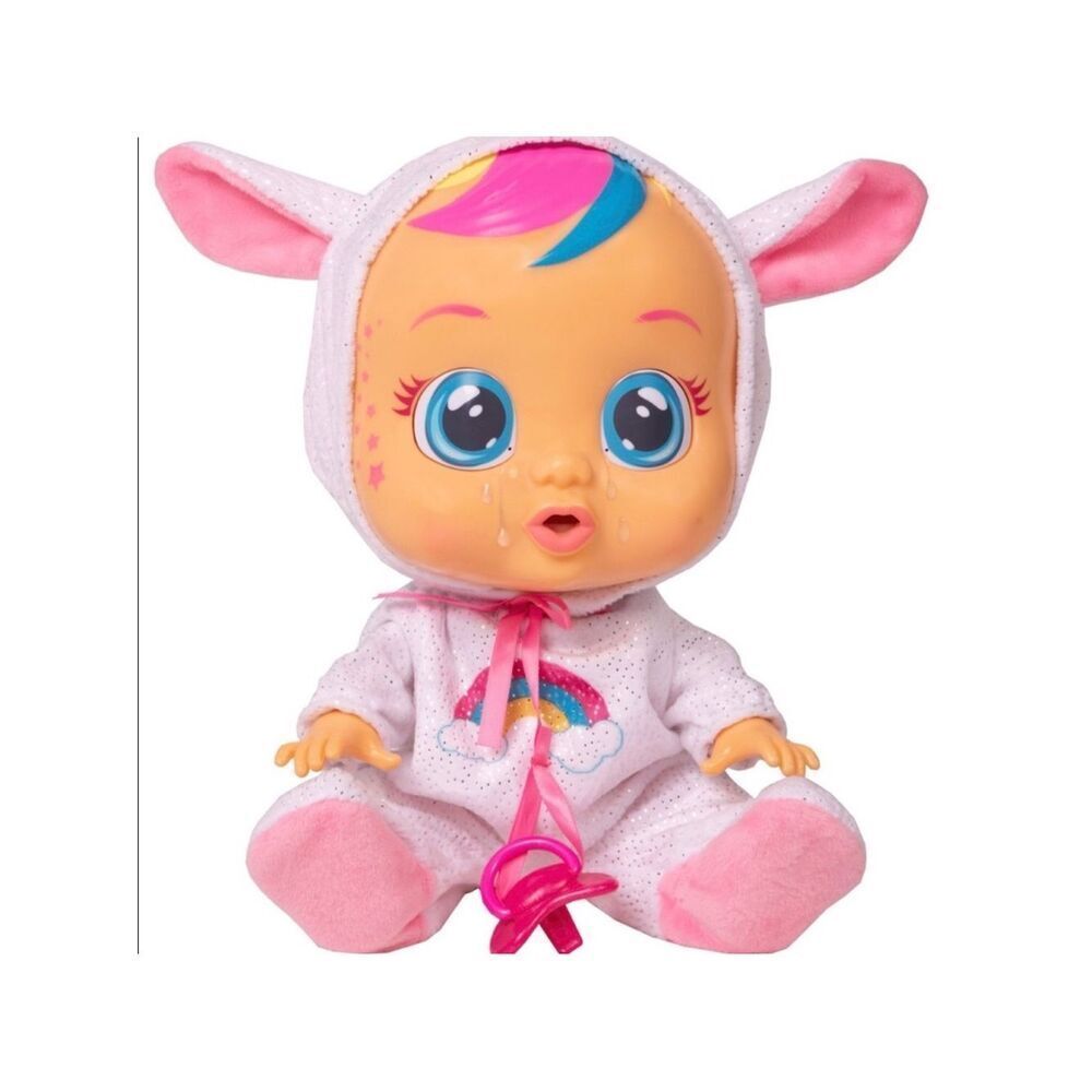 Cry Babies Interactive Crying Baby Doll Rainbow Pajamas Pink Blue Hair Pacifier